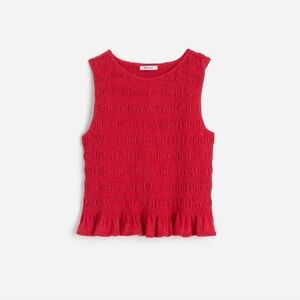 Madewell Watermelon Red Sachi Sleeveless Smocked Tank L NWT